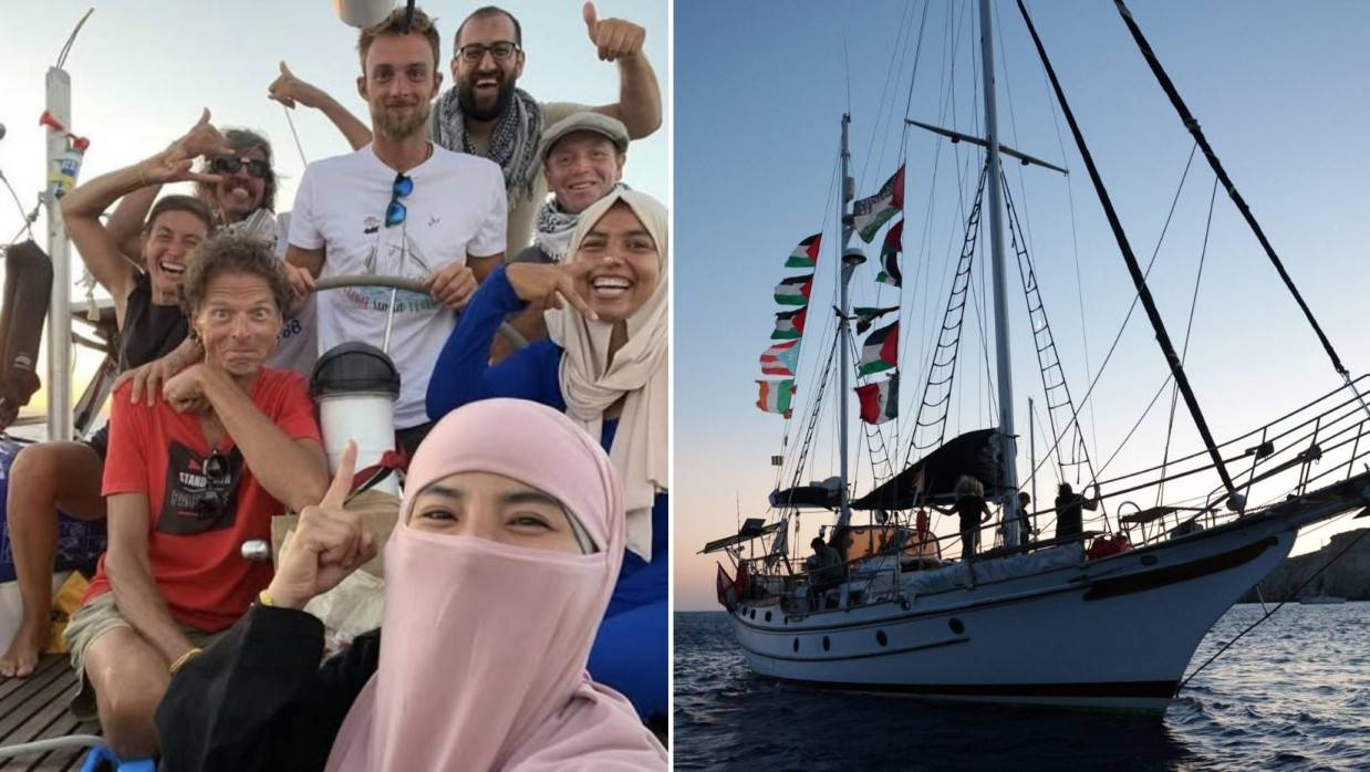 সুমুদ ফ্লোটিলার স্বেচ্ছাসেবকরা গাজার পাশে দাঁড়িয়েছে