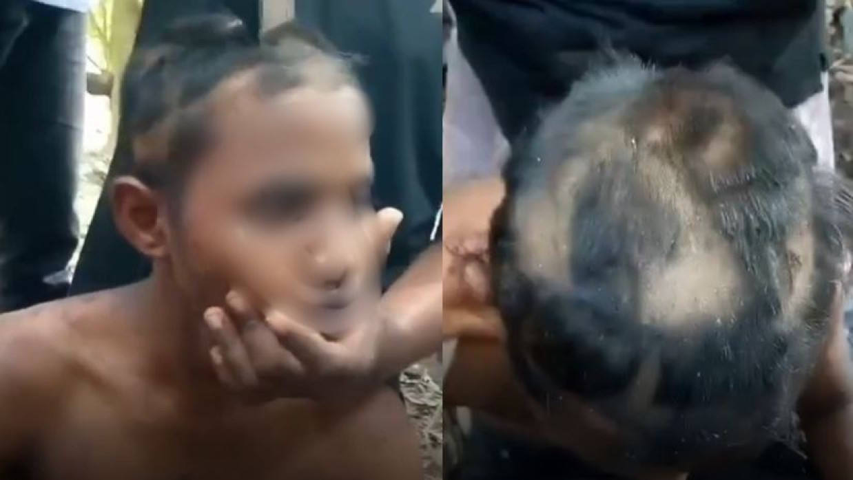 কিশোরের মাথার চুল কেটে পিটুনি