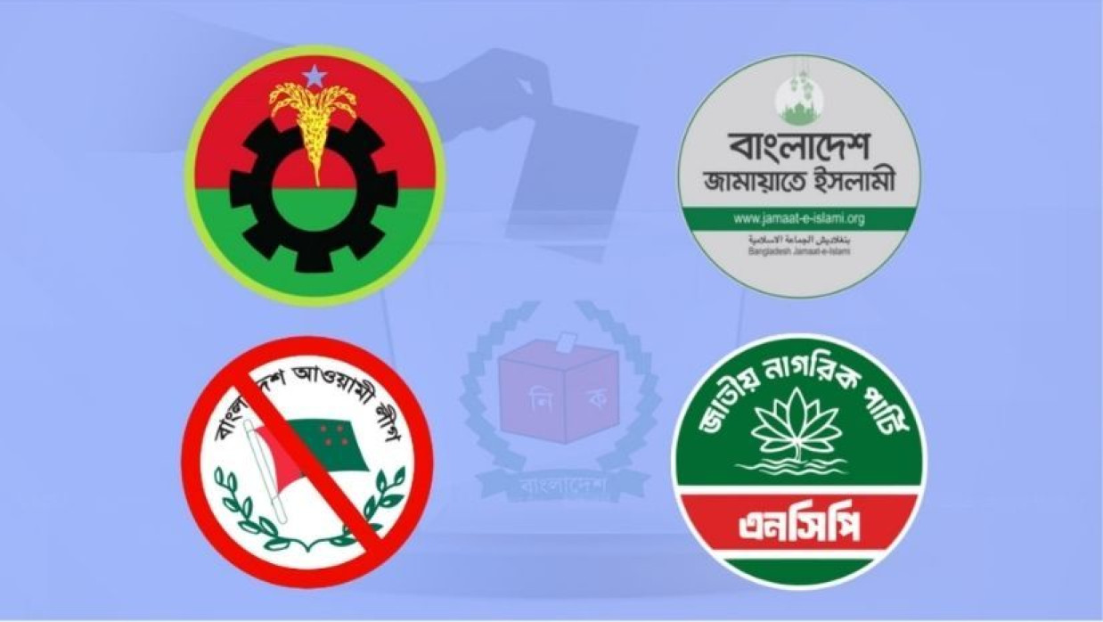 বিএনপি, জামায়াত, এনসিপি ও আওয়ামী লীগের লোগো