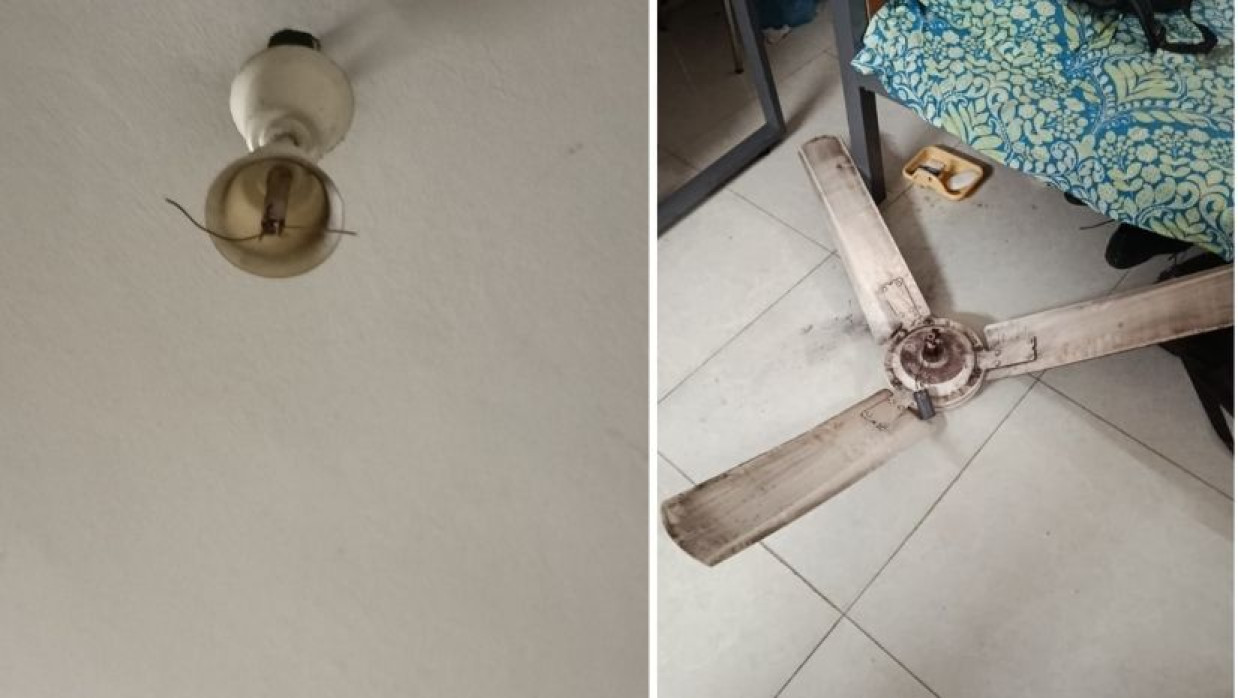 ইউনুস খান স্কলার গার্ডেন-২ হলের বি ব্লকের ৩০৪ নম্বর রুমে বৈদ্যুতিক পাখা ভেঙে পড়ে