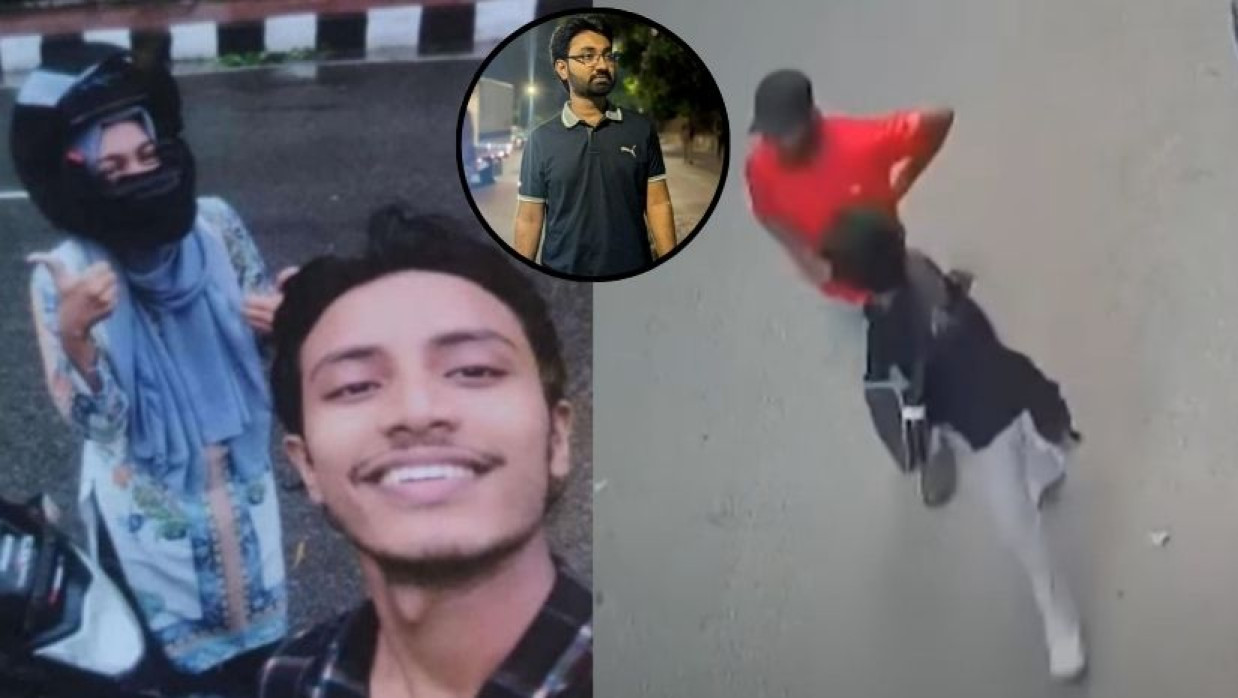 বার্জিস শাবনাম বর্ষা ও তার প্রেমিক মাহির রহমান (বামে), হত্যার পর সিসিটিভি ফুটেজে ধরা পড়ে হত্যাকারীরা (ডানে), ইনসেটে জোবায়েদ হোসেন