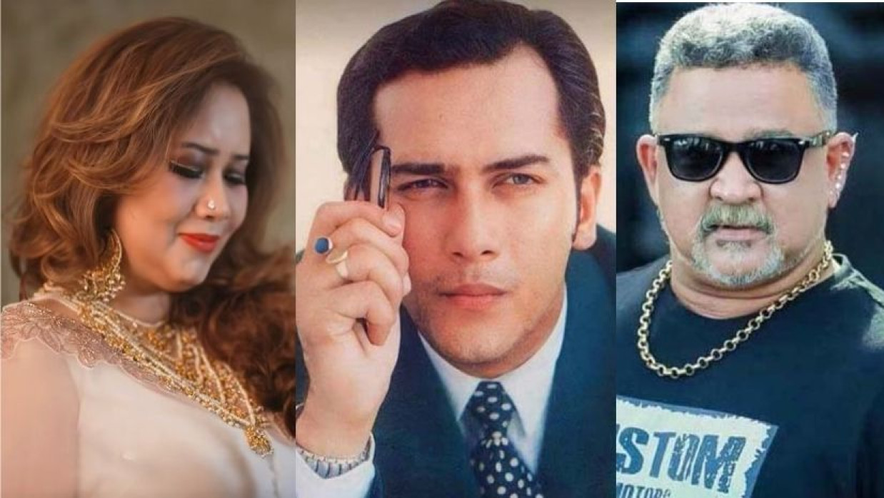 স্ত্রী সামিরা হক, সালমান শাহ ও খলনায়ক ডন (বাম থেকে)