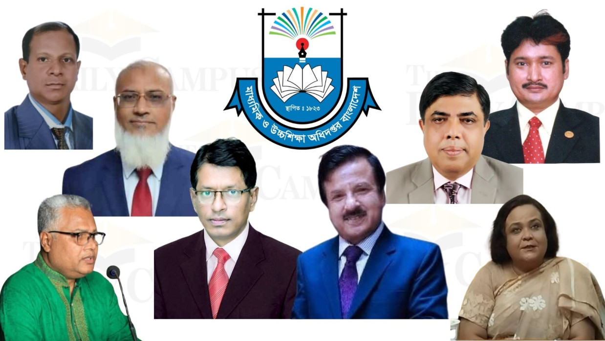 মাউশি লোগো ও ডিজি হতে চাওয়া কর্মকর্তারা