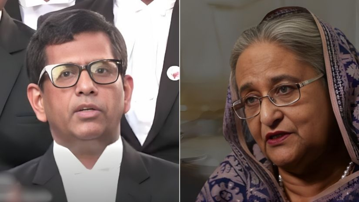 চিফ প্রসিকিউটর মোহাম্মদ তাজুল ইসলাম ও শেখ হাসিনা