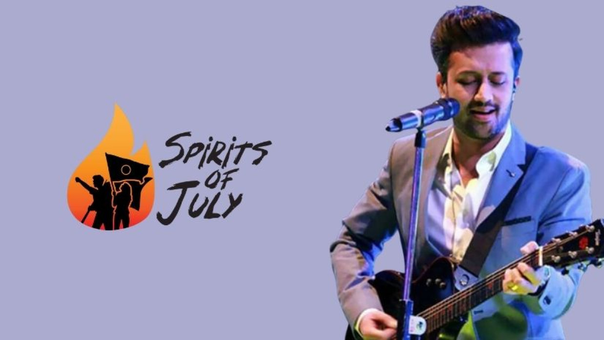 স্পিরিটস অব জুলাইয়ের লোগো ও আতিফ আসলাম