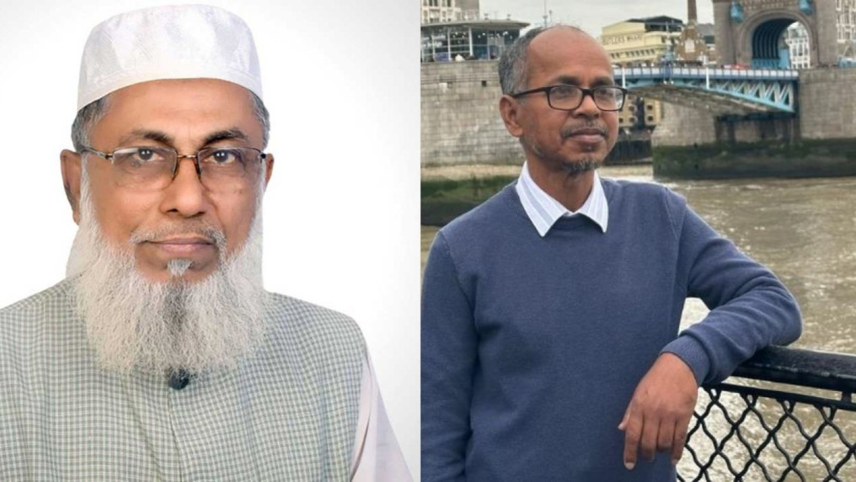 মাওলানা মুখলিছুর রহমান ও সাংবাদিক ওয়ালী উল্লাহ নোমান (ডানে)