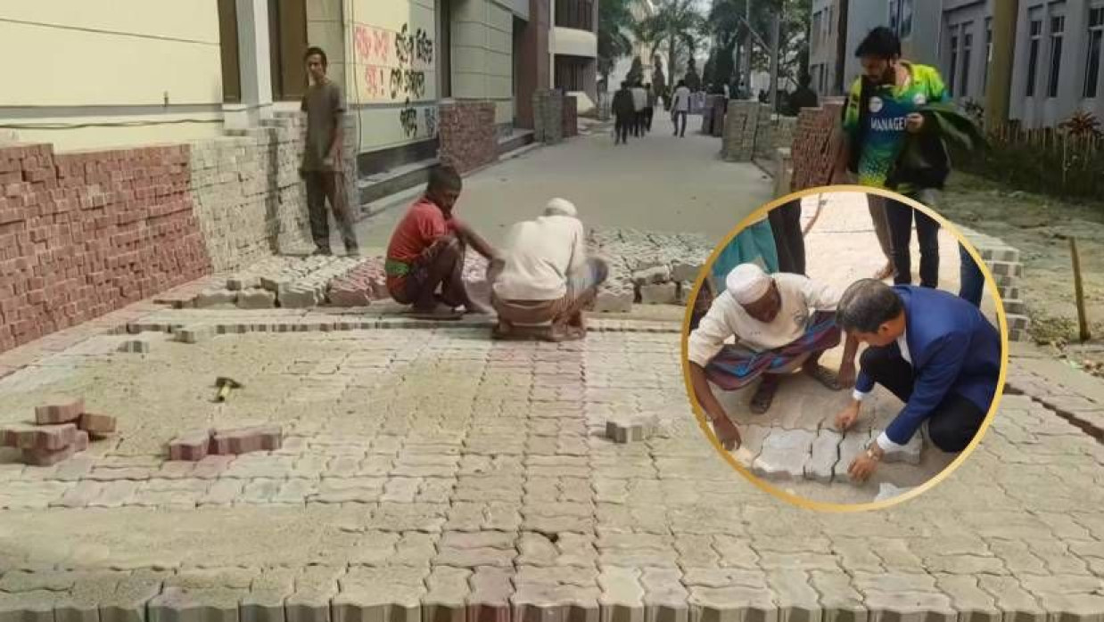 যবিপ্রবির শহীদ মসিয়ূর রহমান হল ও মুন্সী মেহেরুল্লাহ হল-সংলগ্ন রাস্তায় ব্লক বসানোর কাজে প্রকৌশল দপ্তরের গাফিলতির অভিযোগ উঠেছে