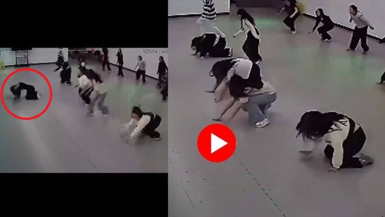 চীনের লিয়াওনিং প্রদেশে নাচের সময় লুটিয়ে পড়েন শিক্ষিকা