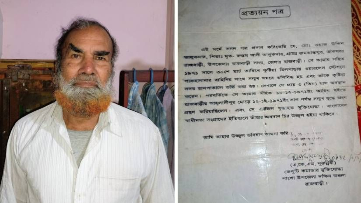 মো. ওয়াজ উদ্দিন তালুকদার ও প্রত্যয়নপত্র