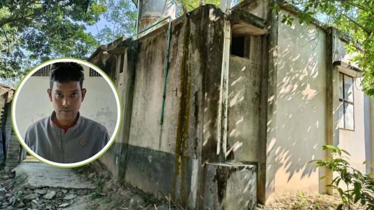 আব্দুল হান্নানের গ্রামের বাড়ি (ইনসেটে হান্নান)