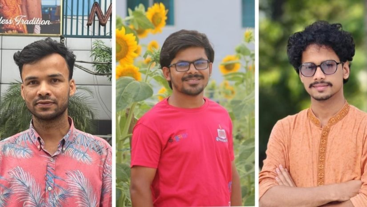 বাম থেকে ইশতিয়াক, সুজন ও মেহেদী