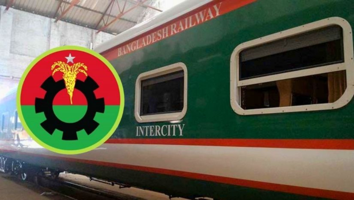 বিএনপির লোগো ও ট্রেনের বগি