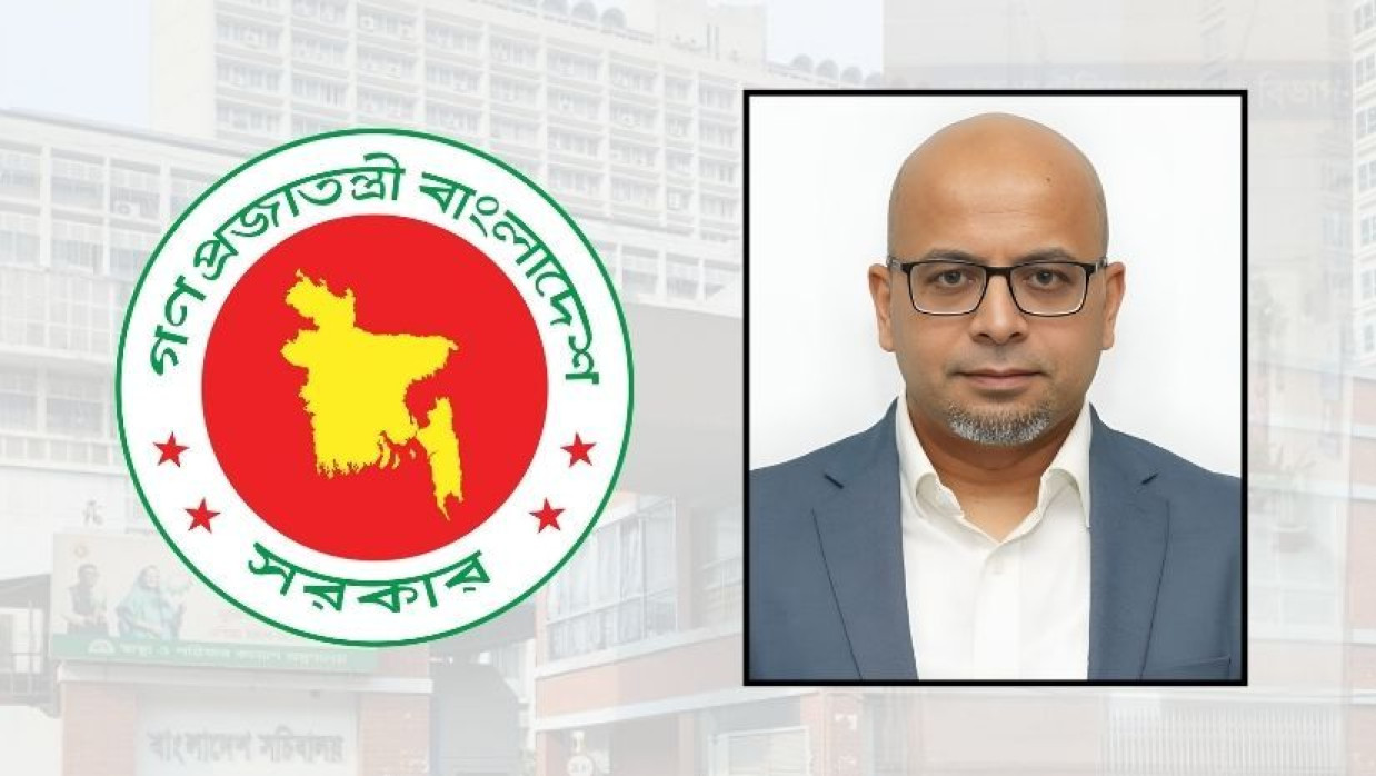 বাংলাদেশ সরকারের লোগো ও ফয়েজ আহমদ তৈয়্যবের ছবি