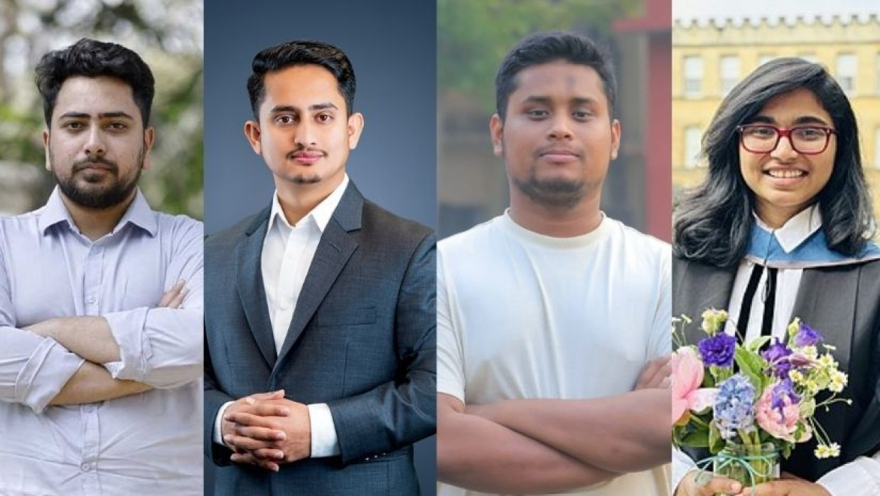 নাহিদ ইসলাম, সারজিস আলম, হাসনাত আব্দুল্লাহ এবং তাসনিম জারা (বাঁয়ে থেকে)