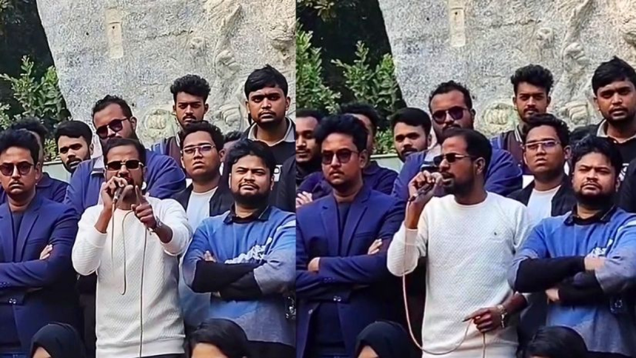 সমাবেশে বক্তব্য রাখছেন ছাত্রদল নেতা শাকিলুর রহমান সোহাগ