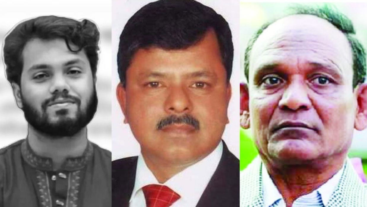 বাম থেকে শহীদ ওসমান হাদী, ইলিয়াস আলী ও চৌধুরী আলম