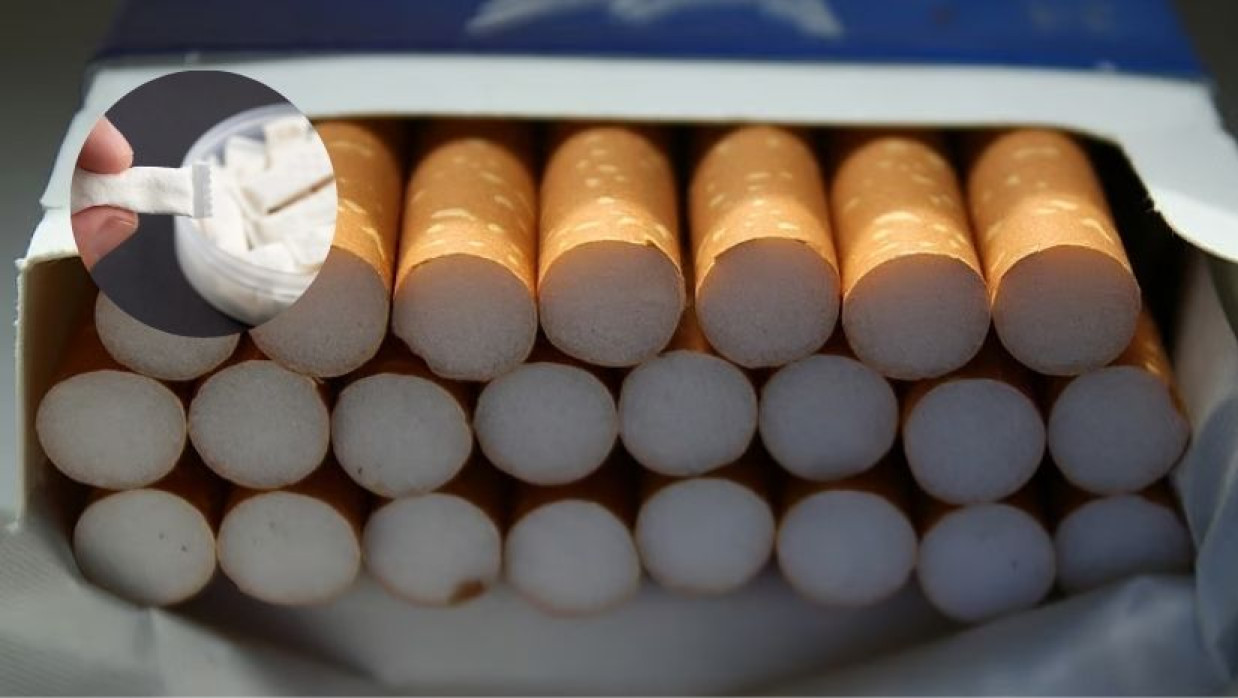 সিগারেট ও নিকোটিন পাউচ (ইনসেটে)