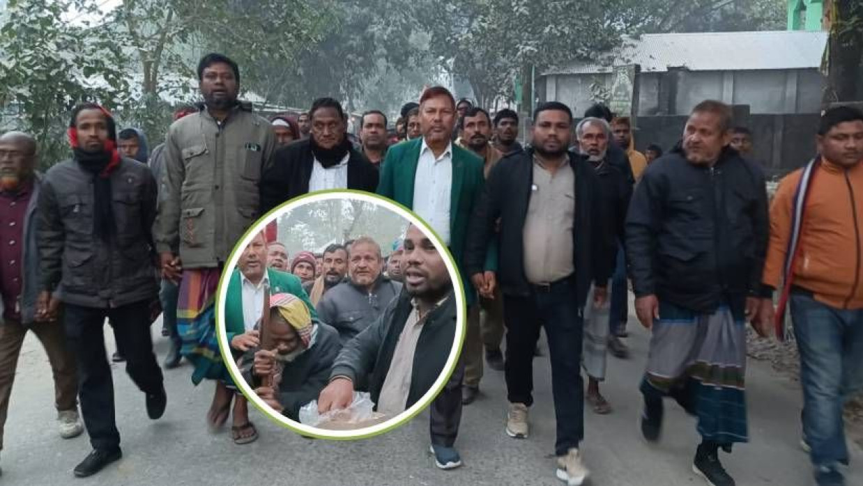 বিএনপির নেতাকর্মীদের আনন্দ মিছিল (ইনসেটে মিষ্টি বিতরণ)