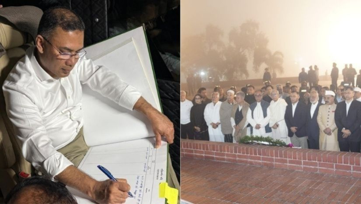 জাতীয় স্মৃতিসৌধে গিয়ে পরিদর্শন বইয়ে স্বাক্ষর করেন তারেক রহমান