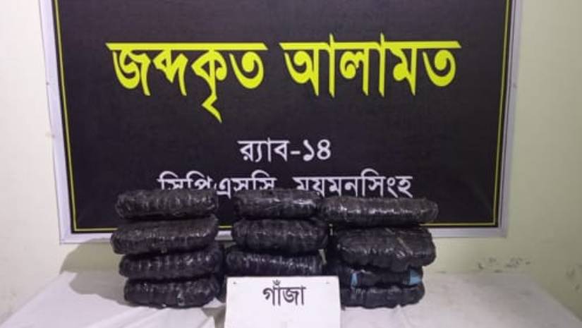 ময়মনসিংহে র‌্যাবের অভিযানে গাঁজাসহ গ্রেপ্তার