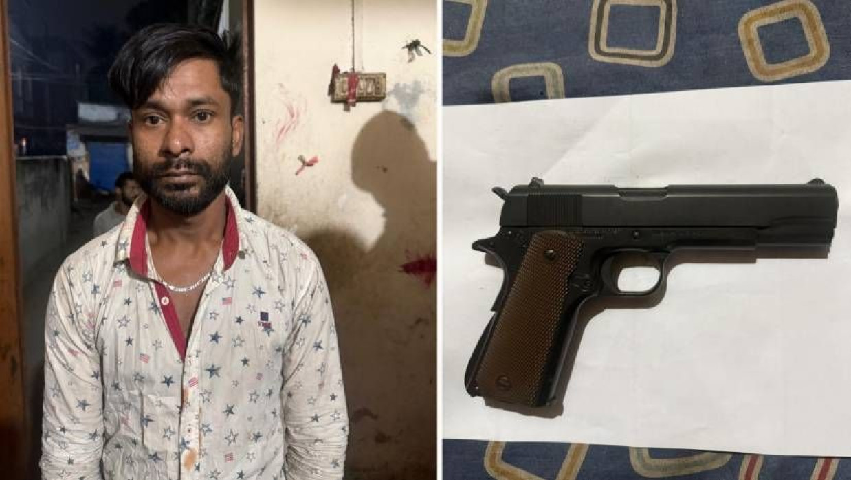 আটক মো. রতন ও জব্দ করা পিস্তল