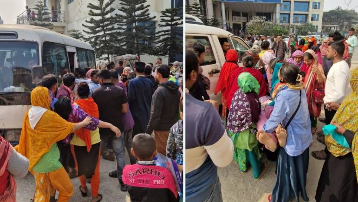 অসুস্থ শ্রমিকদের হাসপাতালে নেওয়া হচ্ছে 