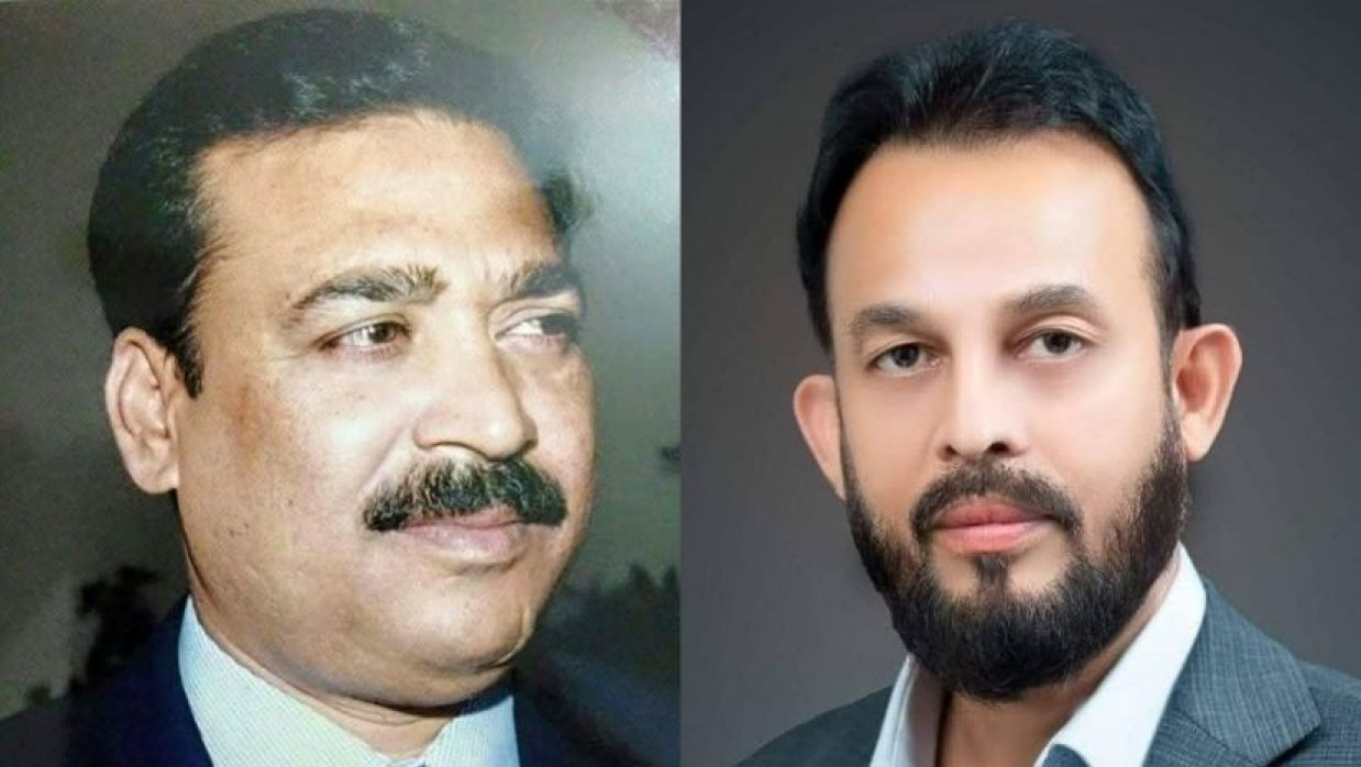 বাম থেকে মফিকুল হাসান তৃপ্তি ও নুরুজ্জামান লিটন