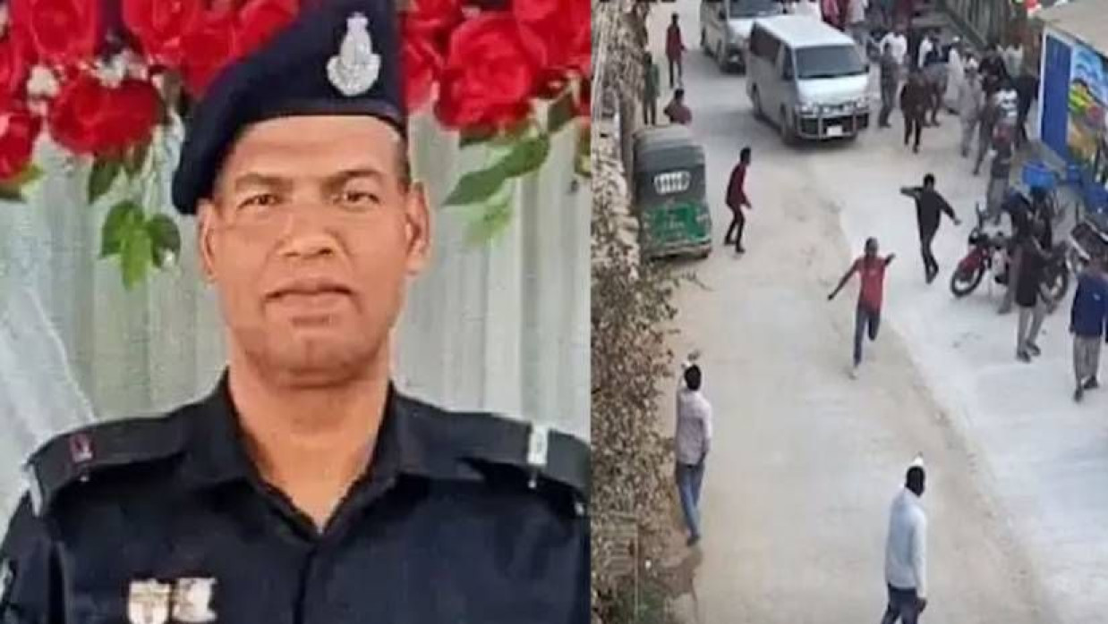 র‍্যাব সদস্য মো. মোতালেব (বাঁয়ে)। জঙ্গল সলিমপুরে অভিযানে গিয়ে সশস্ত্র এক সন্ত্রাসীকে গ্রেপ্তার করে ফেরার পথে হামলার মুখে পড়েন র‍্যাব সদস্যরা। ভিডিও থেকে নেওয়া