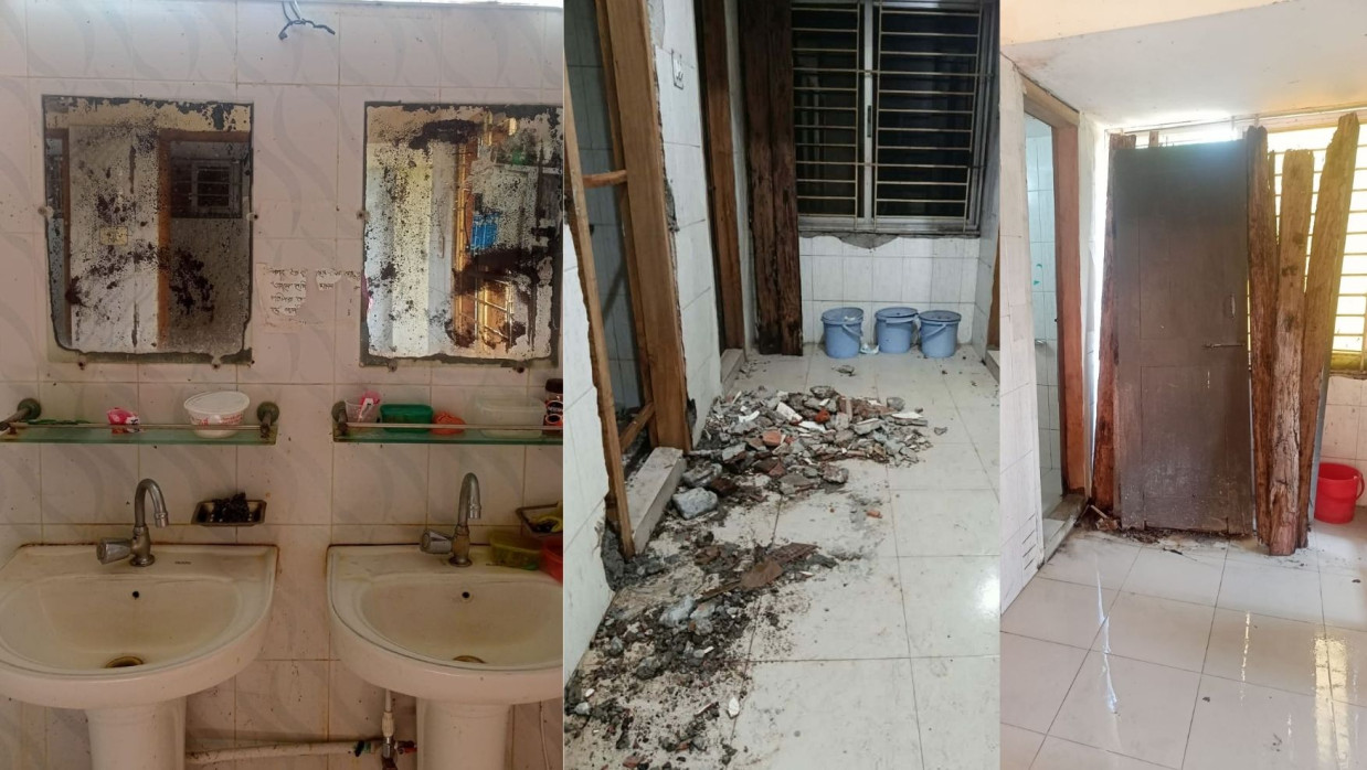 বরিশাল বিশ্ববিদ্যালয়ের কবি সুফিয়া কামাল হলের ওয়াশরুমের বেহাল অবস্থা
