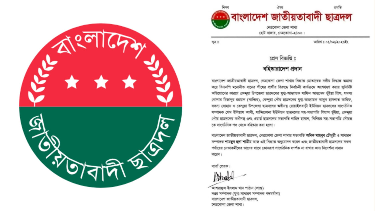 নেত্রকোনায় ছাত্রদলের ৮ নেতাকে বহিষ্কার