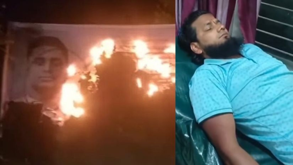 হাসনাত আব্দুল্লাহর ব্যানারে আগুন, প্রতিনিধির ওপর হামলা