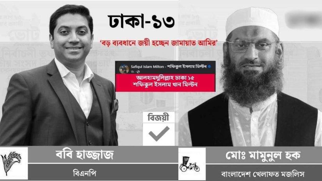 ঢাকা-১৩: এক রিফ্রেশে ববি হাজ্জাজ, আরেক রিফ্রেশে মামুনুল হক