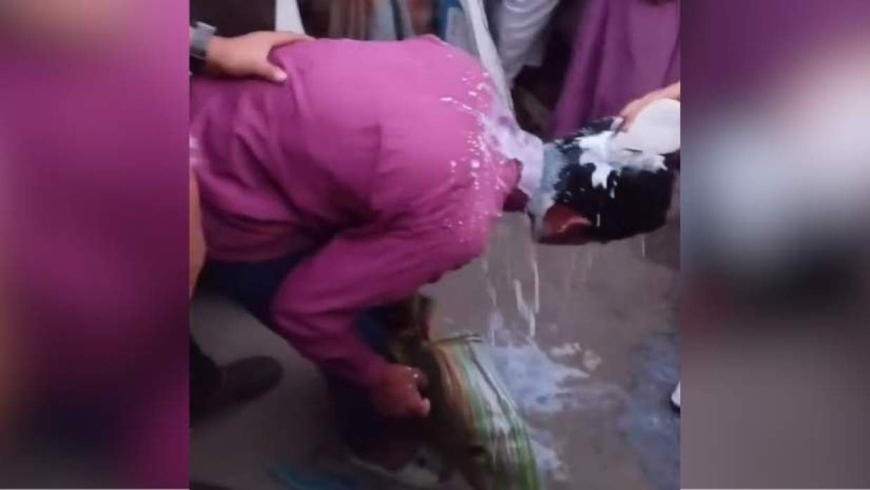 ময়মনসিংহে পানি মেশানোয় দুই বিক্রেতার মাথায় ঢালা হলো দুধ