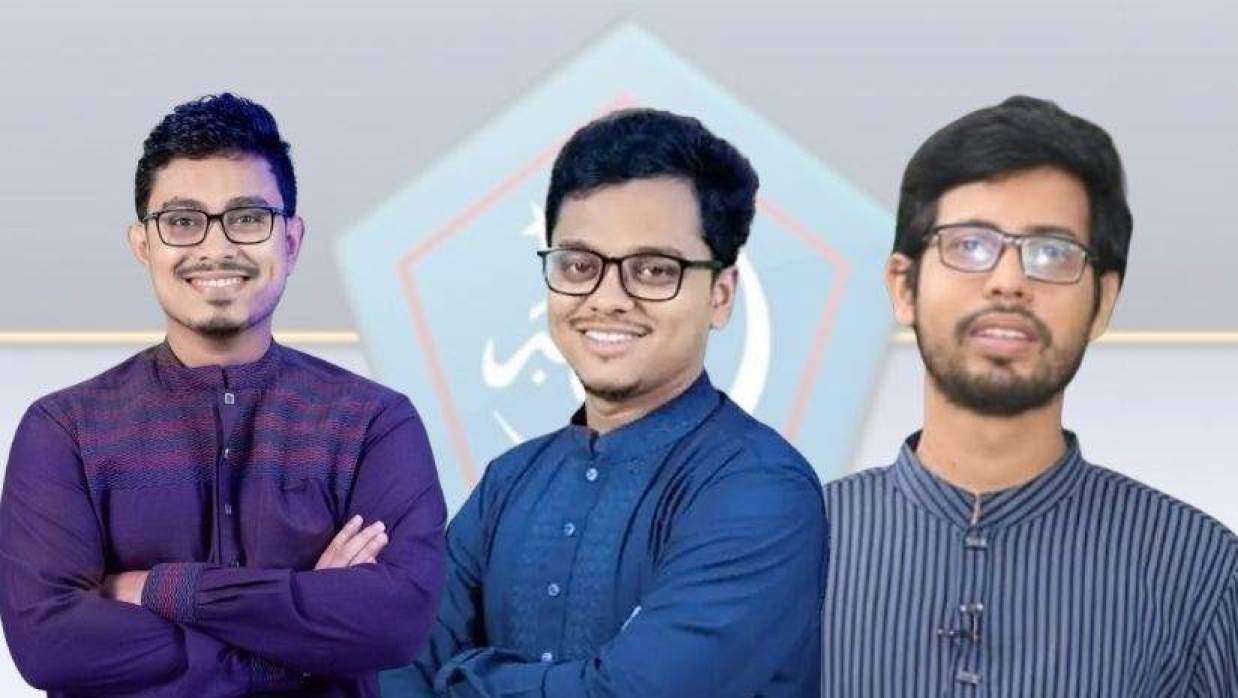 ডাকসুর ভিপি সাদিক কায়েম, জিএস এসএম ফরহাদ ও রাকসুর ভিপি মোস্তাকুর রহমান জাহিদ