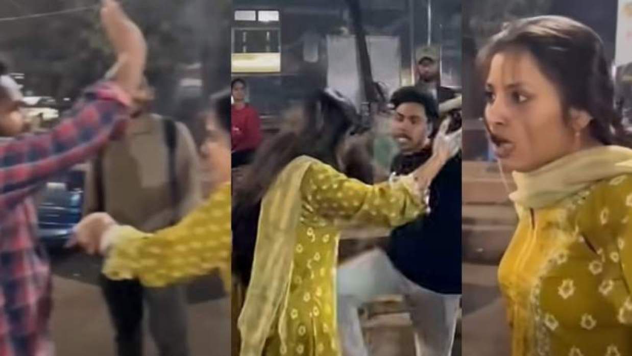 নারীর দিকে তরুণের লাঠি হাতে তেড়ে যাওয়ার ভিডিও থেকে নেওয়া