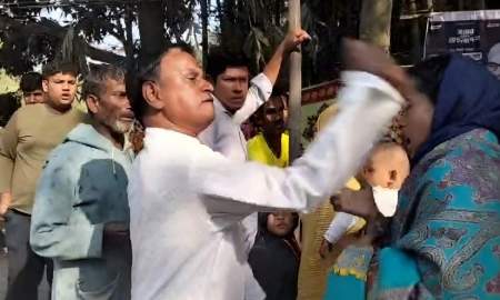 স্বতন্ত্র নারী প্রার্থীকে চড়থাপ্পড় মারলেন বিএনপি নেতা