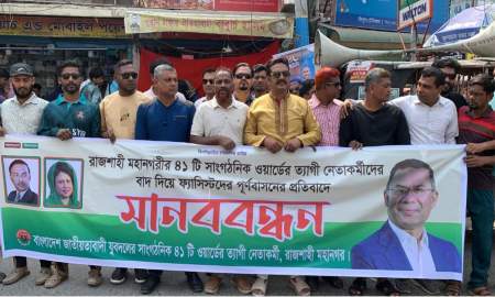 ওয়ার্ড কমিটিতে ‘আওয়ামী লীগের লোকজনকে পুনর্বাসন’: যুবদল কর্মীদের মানববন্ধন