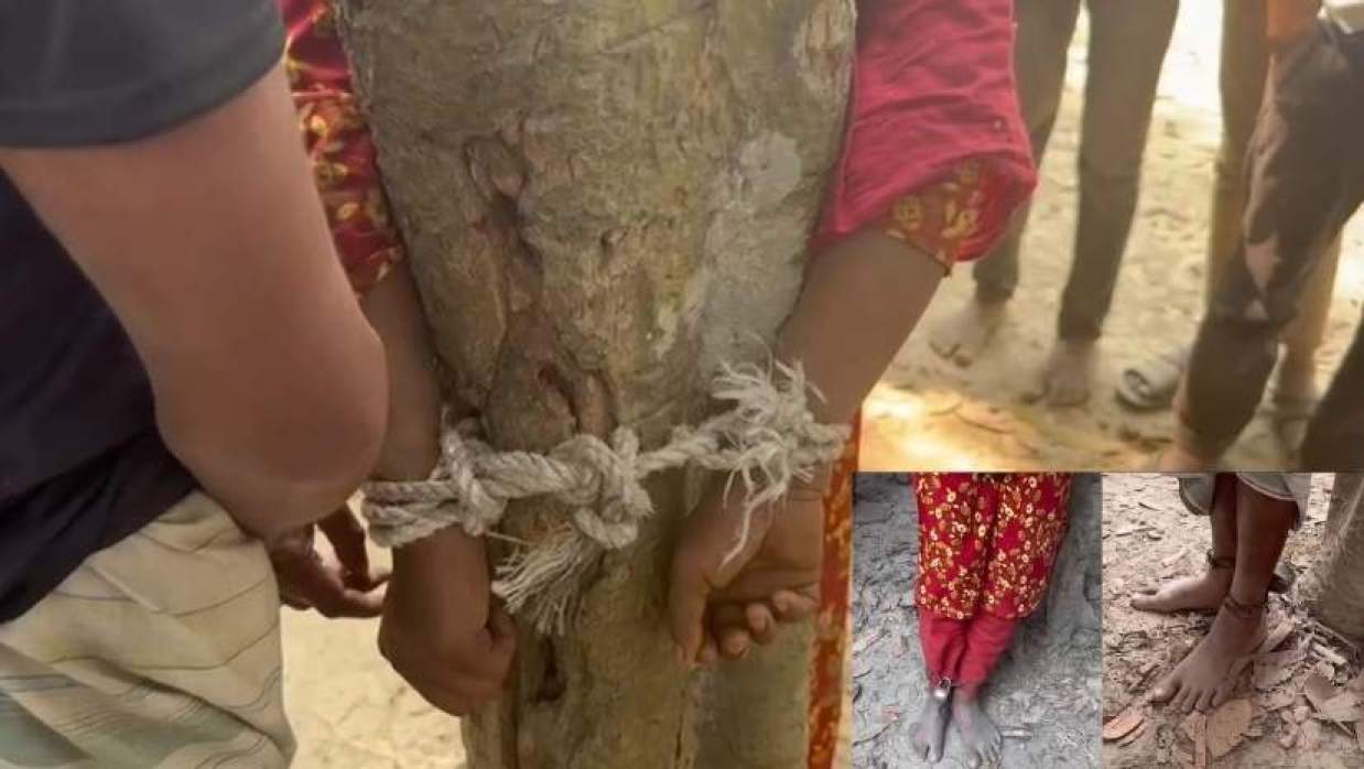 দু'জনকে হাতে-পায়ে দড়ি শিকল দিয়ে বেঁধে নির্যাতন করে স্থানীয়রা