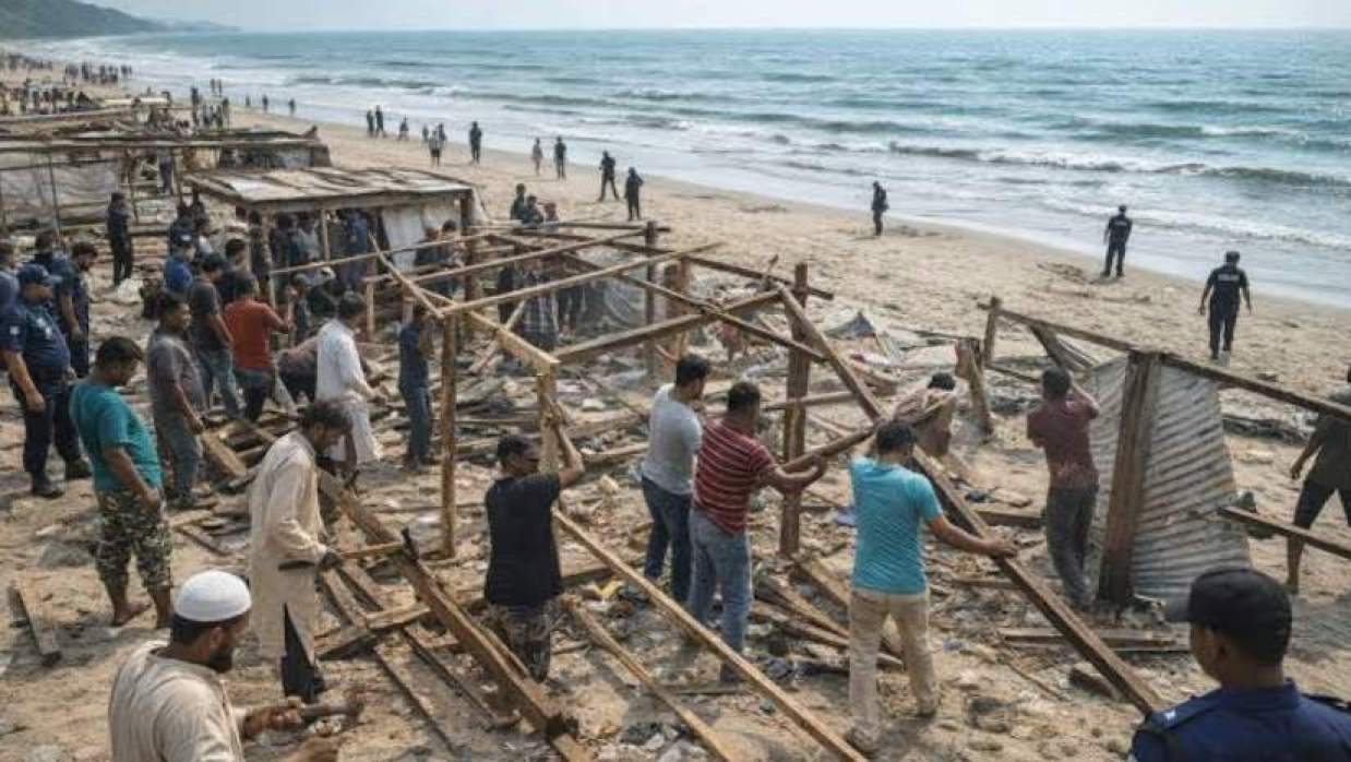 পর্যটনকেন্দ্র সুগন্ধার বালিয়াড়ি থেকে নেক ব্যবসায়ী নিজ উদ্যোগেই মালামাল সরিয়ে নেন