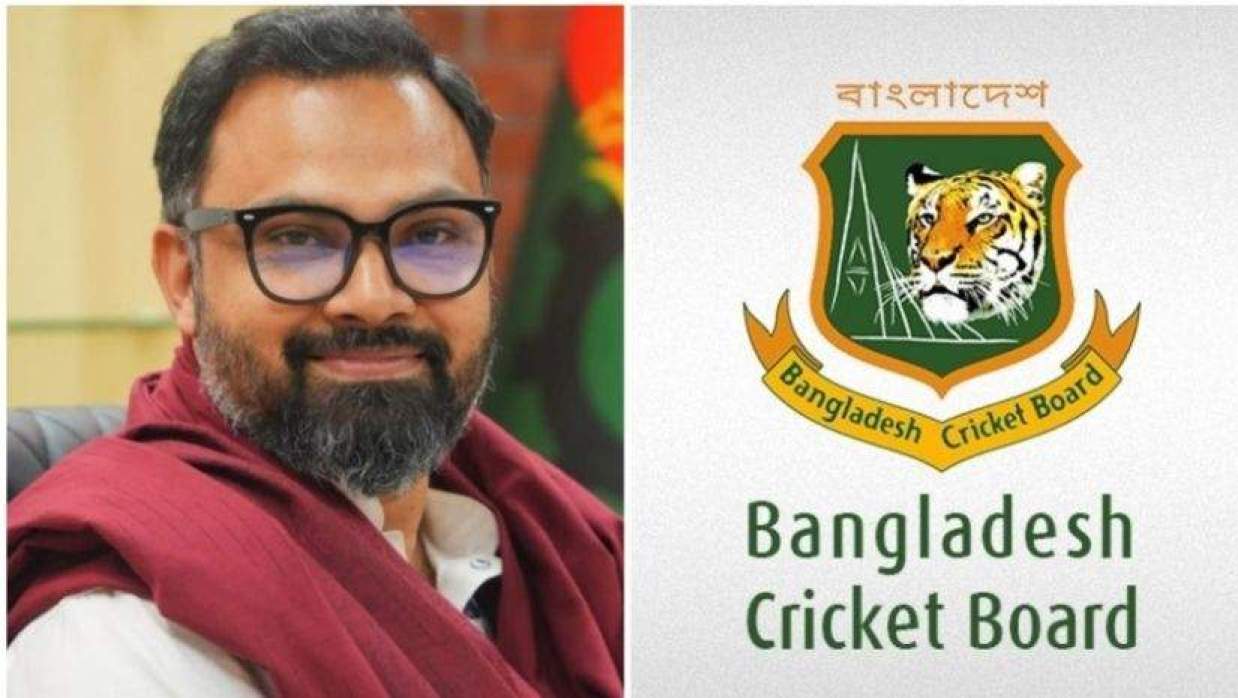  ক্রীড়া প্রতিমন্ত্রী আমিনুল হক ও বিসিবির লোগো 