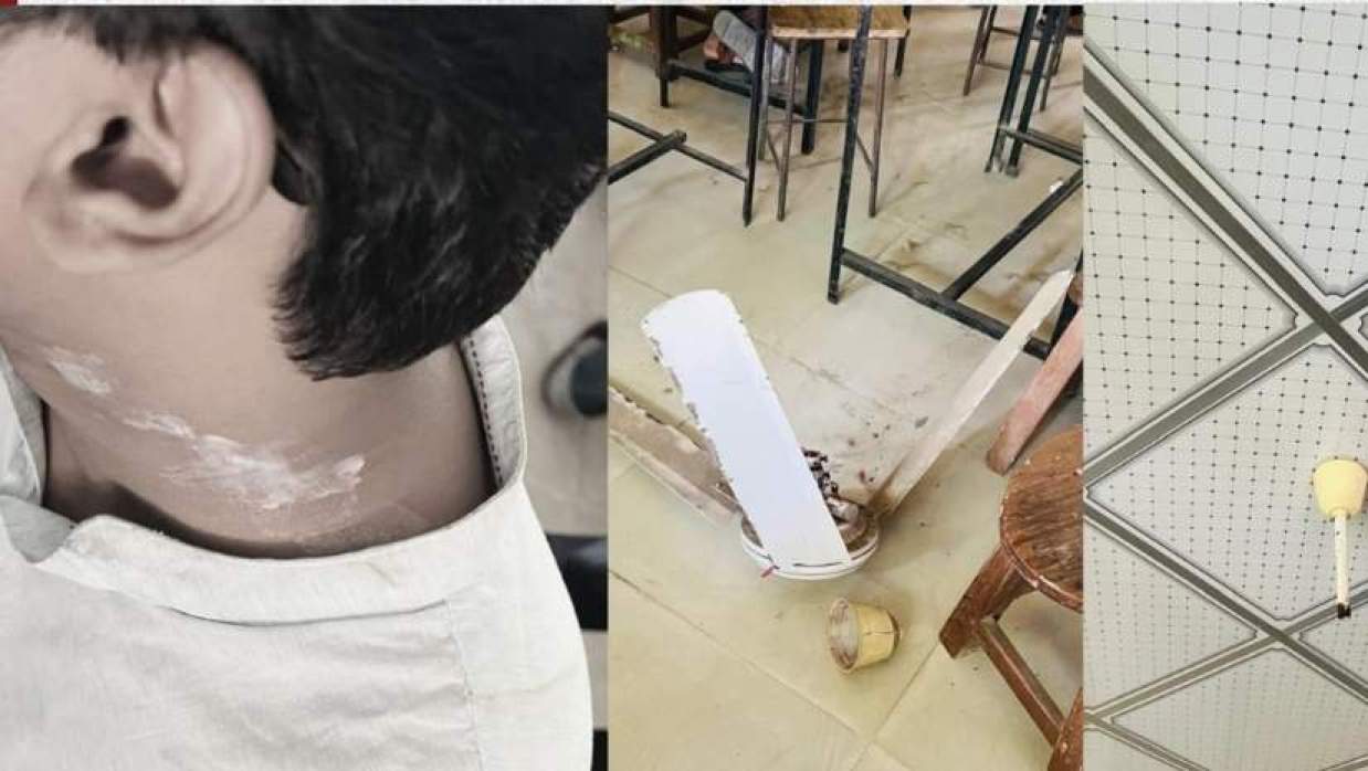 রুয়েটে ক্লাসরুমে খুলে পড়ল ফ্যান 