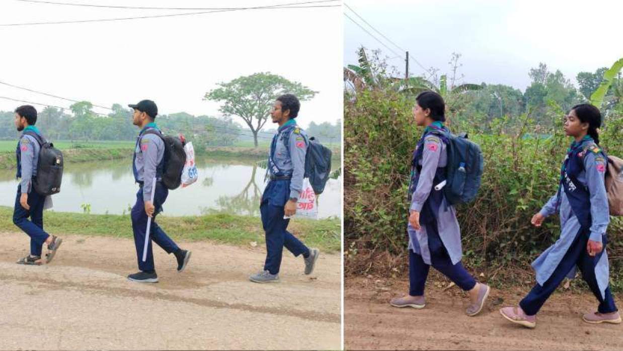 সচেতনতার বার্তা নিয়ে হেঁটে ১৫০ কিলোমিটার পরিভ্রমণ করলেন ১৩ রোভার