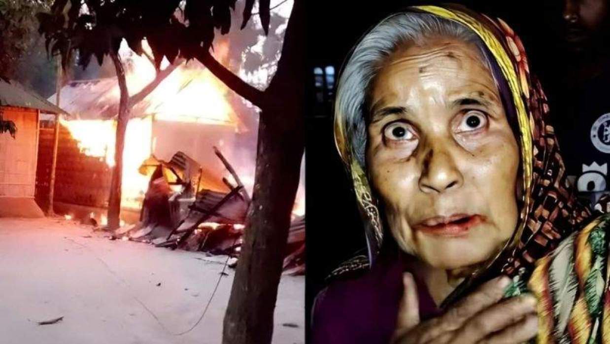 জমি না দেওয়ায় বৃদ্ধ মায়ের বসতঘরে আগুন দিলেন ছেলে