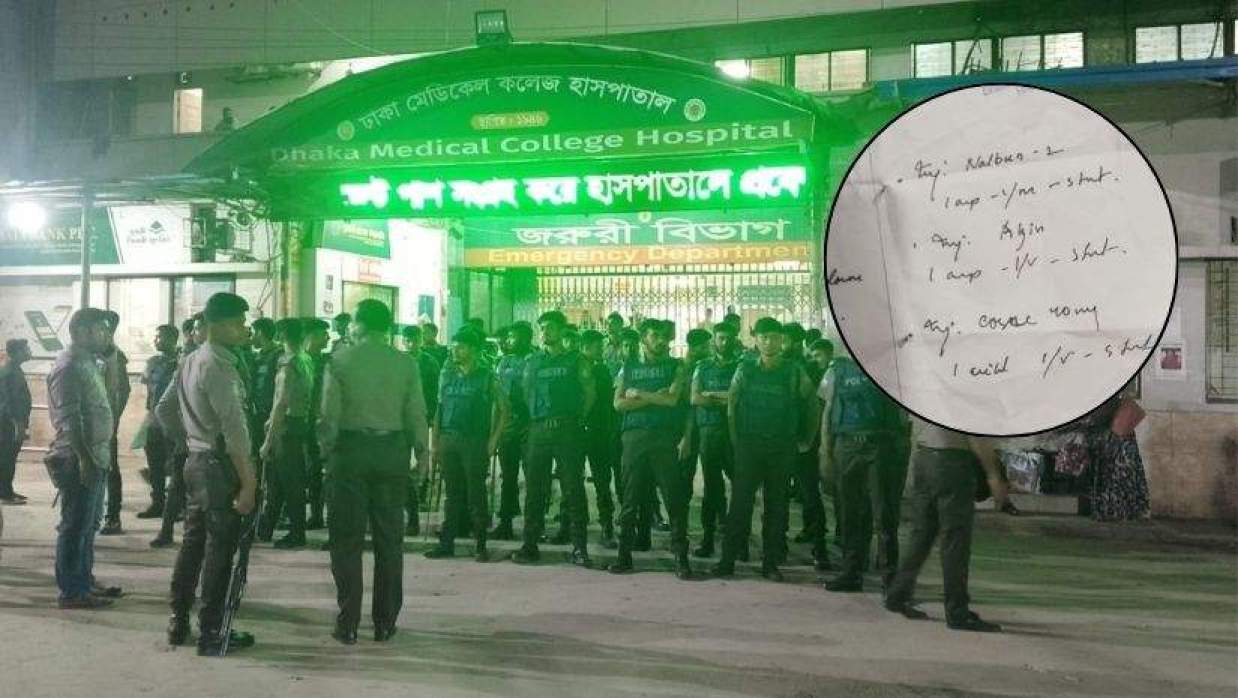 ঢামেক হাসপাতালের বর্তমান পরিস্থিতি ও প্রেসক্রিপশন (ইনসেটে)