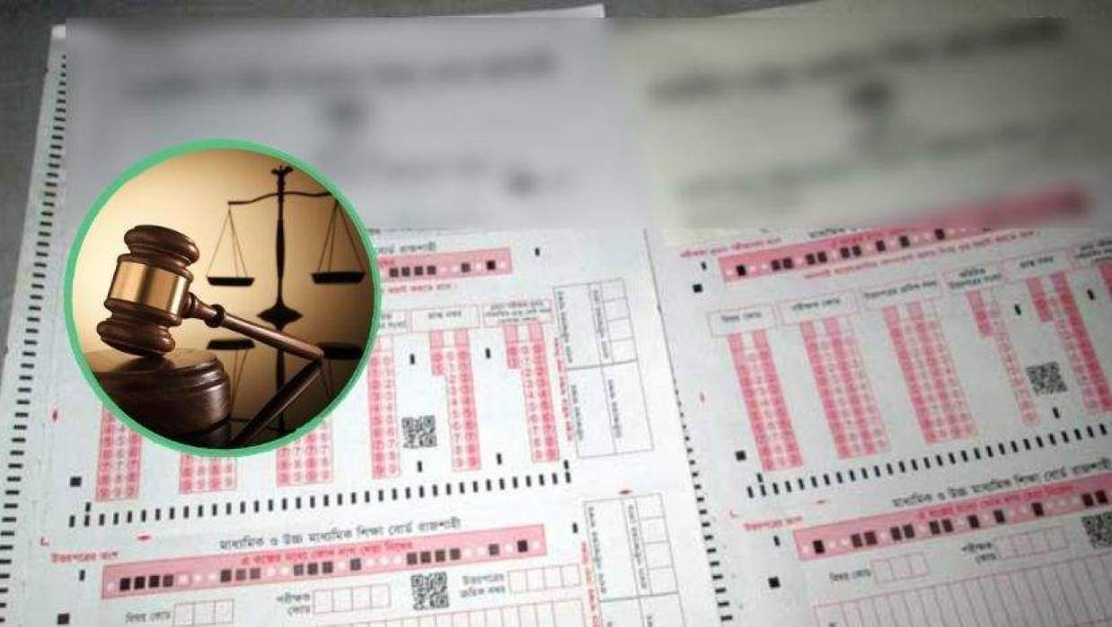 এসএসসির খাতা ও ইনসেটে বিচারের প্রতীকী ছবি