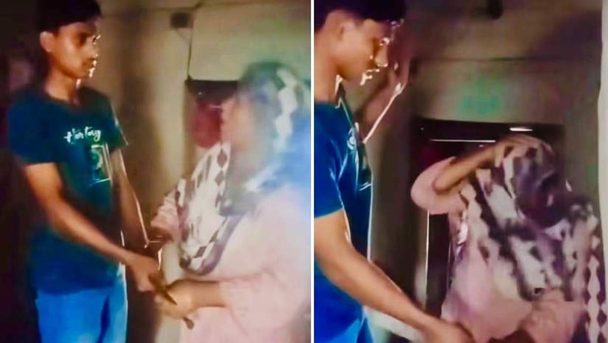 নিজের মাকে মারধরের দৃশ্য 
