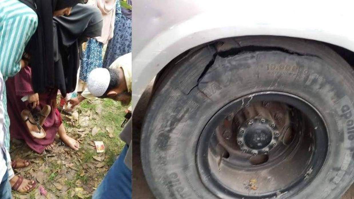 বাসের চাকা বিস্ফোরিত হয়ে ১ ছাত্রী আহত হয়েছেন