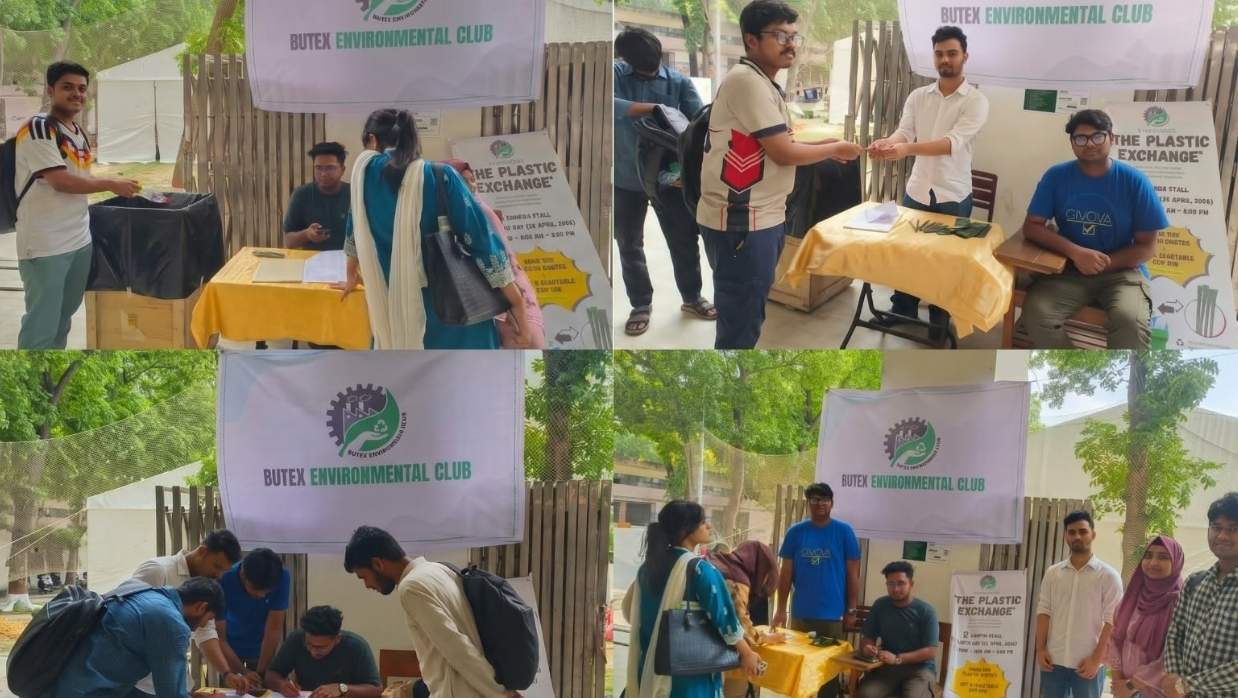 ব্যবহৃত দুটি প্লাস্টিক বর্জ্য দিলেই দেওয়া হয়েছে একটি ইকো-পেন।