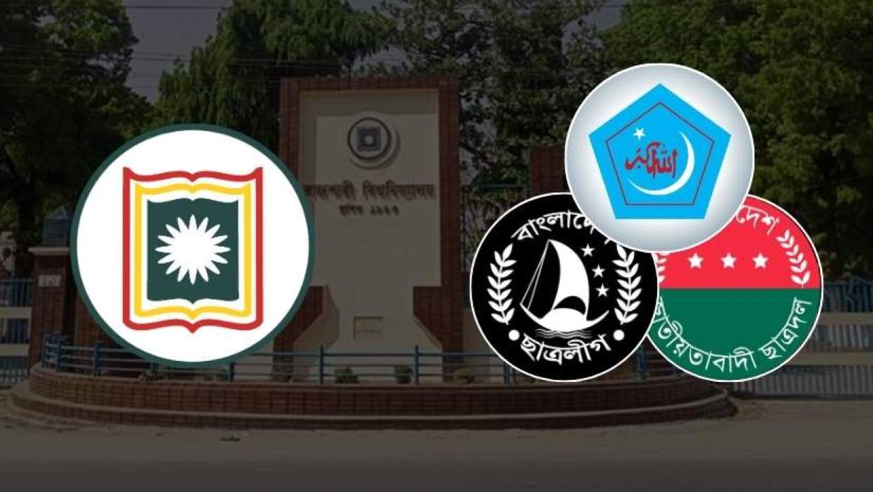 রাজশাহী বিশ্ববিদ্যালয় ও নিষিদ্ধ ছাত্রলীগসহ প্রধান ৩ ছাত্রসংগঠনের লোগো