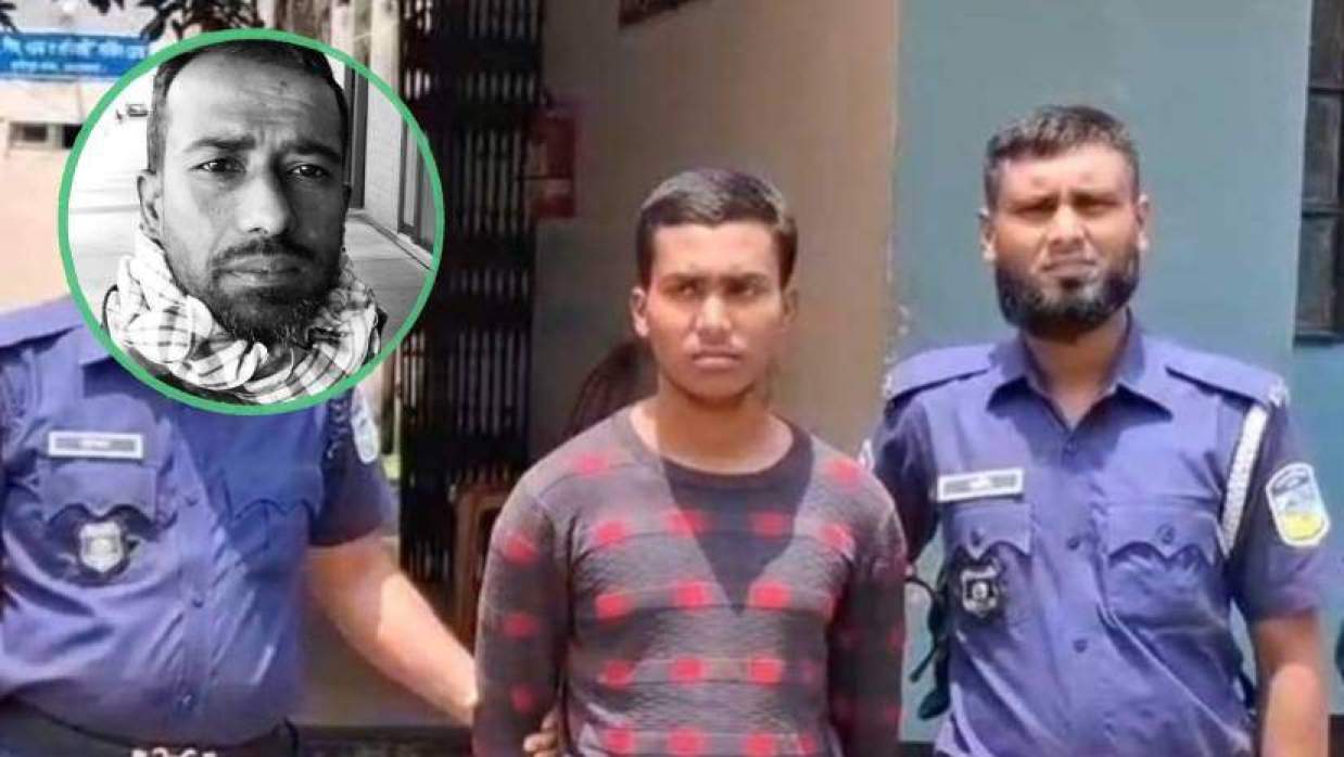 গ্রেপ্তার নূর মোহাম্মদ (ইনসেটে ওয়াহিদুল ইসলাম ক্যালিস মৃধা)